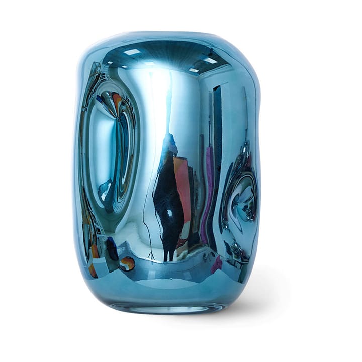 HK Objects glazen vaas 21,5 cm - Blue chrome - HKliving