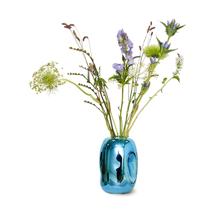 HK Objects glazen vaas 21,5 cm - Blue chrome - HKliving