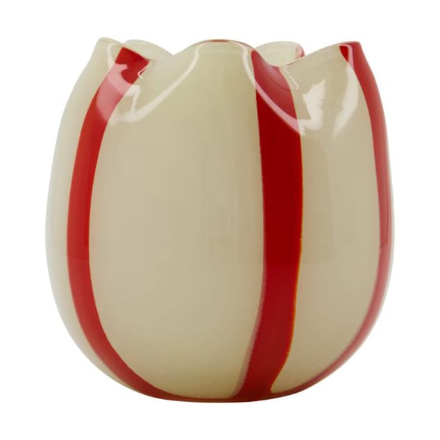 Gul kaarsenhouder Ø15 cm - Wit-rood - House Doctor