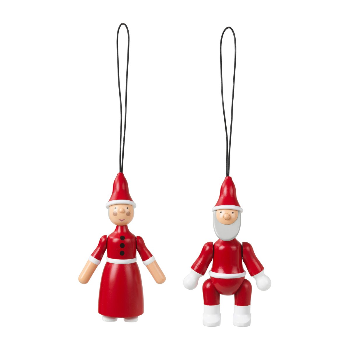 Kay Bojesen Denmark Kerstman en kerstvrouw 10 cm Rood