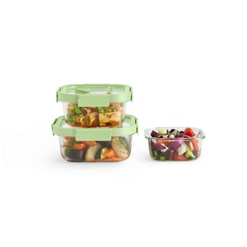 Lékué vierkante lunchbox 3-delig - Groen - Lékué