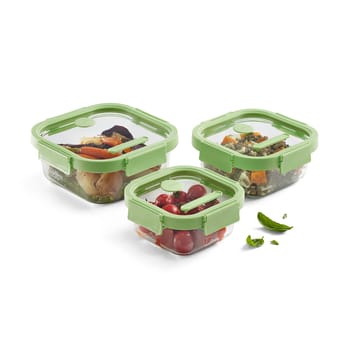 Lékué vierkante lunchbox 3-delig - Groen - Lékué