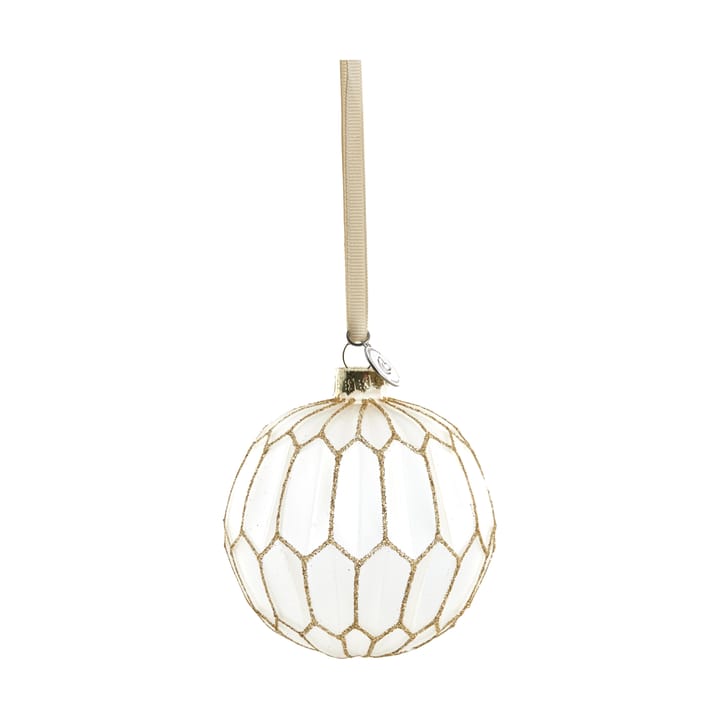 Navina kerstbal rond Ø8 cm - White-Light gold - Lene Bjerre