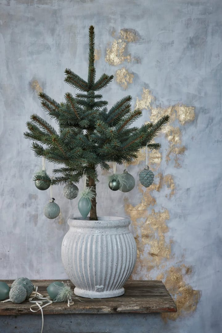 Norille kerstbal Ø9 cm - Dusty green geribbeld - Lene Bjerre