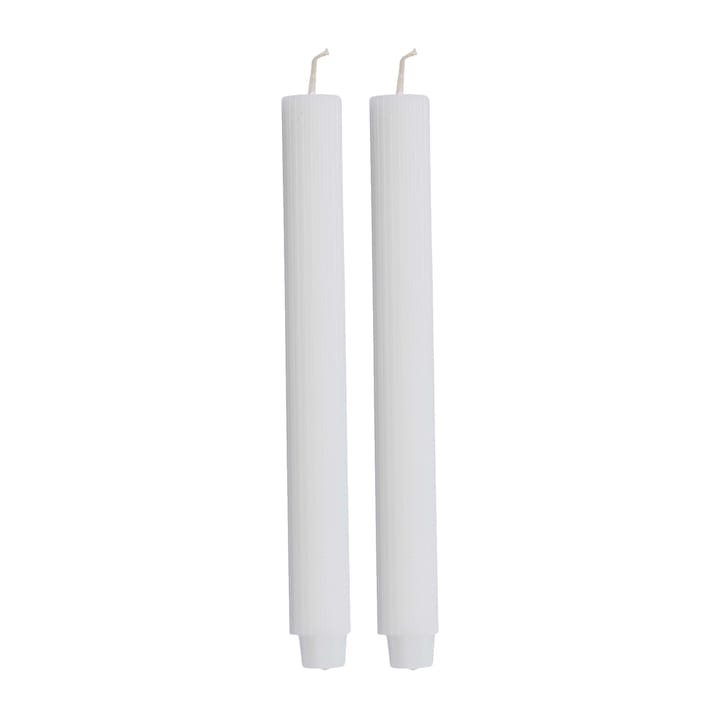 Ribbat kaars 25 cm 2-pack - white - Lene Bjerre