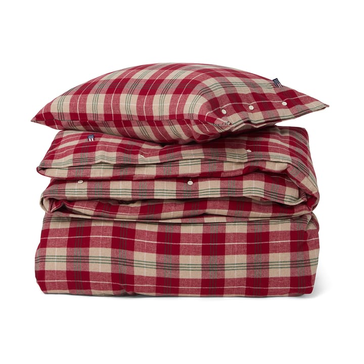 Checked cotton flannel dekbedovertrek - Rood-beige-groen-wit - Lexington