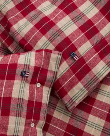 Checked cotton flannel dekbedovertrek - Rood-beige-groen-wit - Lexington