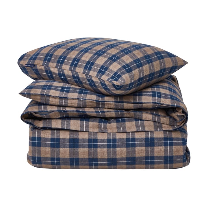 Checked Flannel dekbedovertrek 150x210 cm, Denim blue-beige Lexington