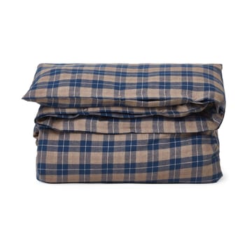 Checked Flannel dekbedovertrek 150x210 cm - Denim blue-beige - Lexington