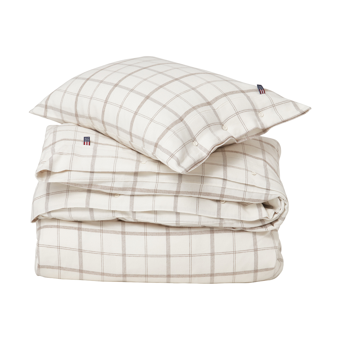 Lexington Checked Flannel dekbedovertrek 150x210 cm White-brown