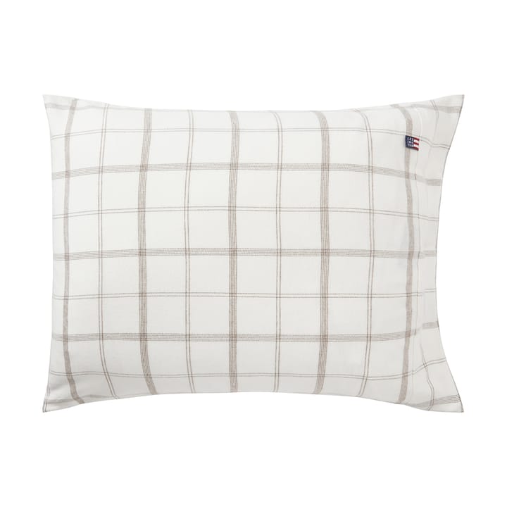 Checked Flannel kussensloop 50x60 cm - White-brown - Lexington