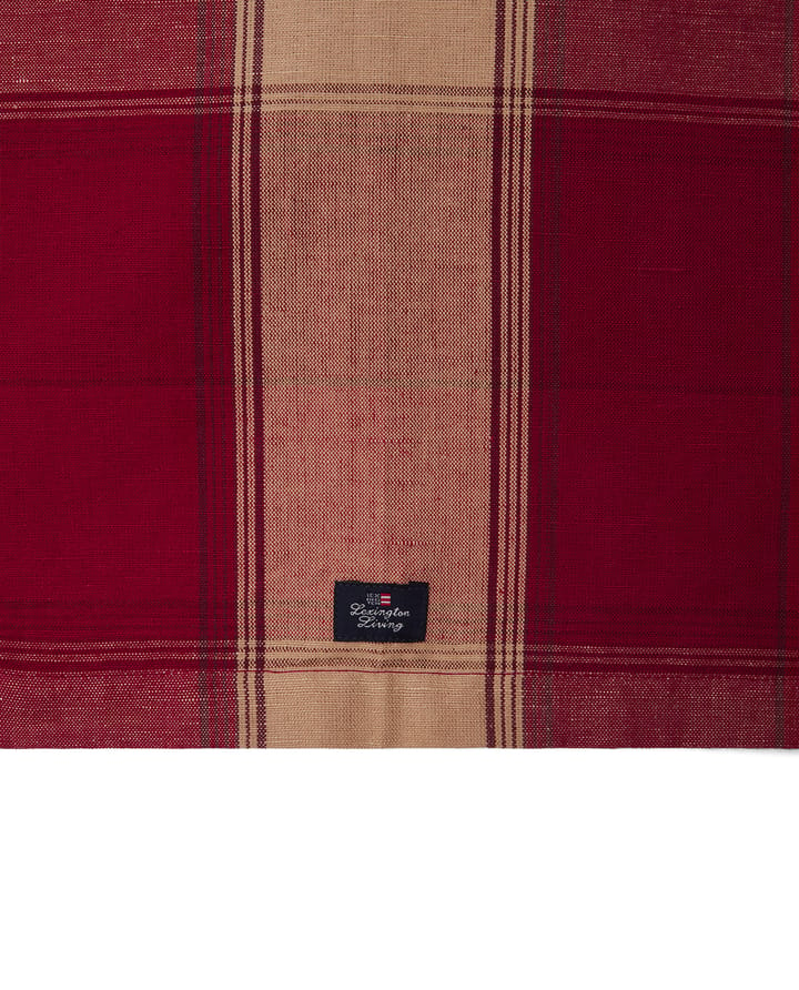 Checked linen-cotton loper 50x250 cm, Rood-beige Lexington