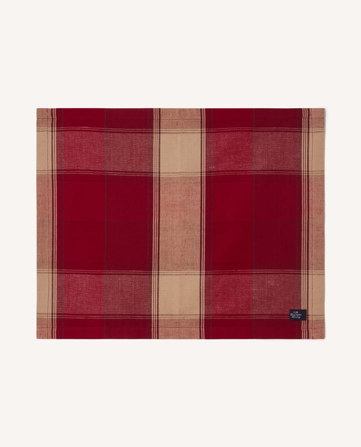 Checked linen-cotton placemat 40x50 cm, Rood-beige Lexington