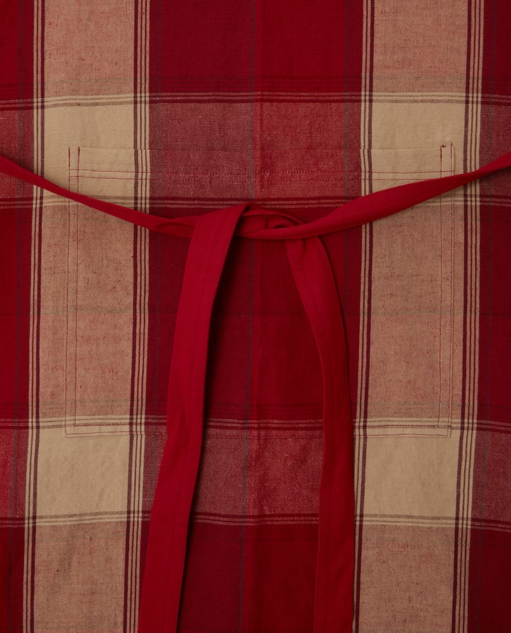 Checked linen-cotton schort 80x105 cm, Rood-beige Lexington