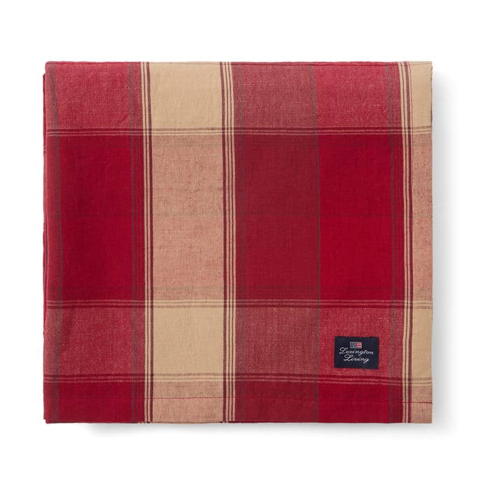 Checked linen-cotton tafelkleed 150x250 cm - Rood-beige - Lexington