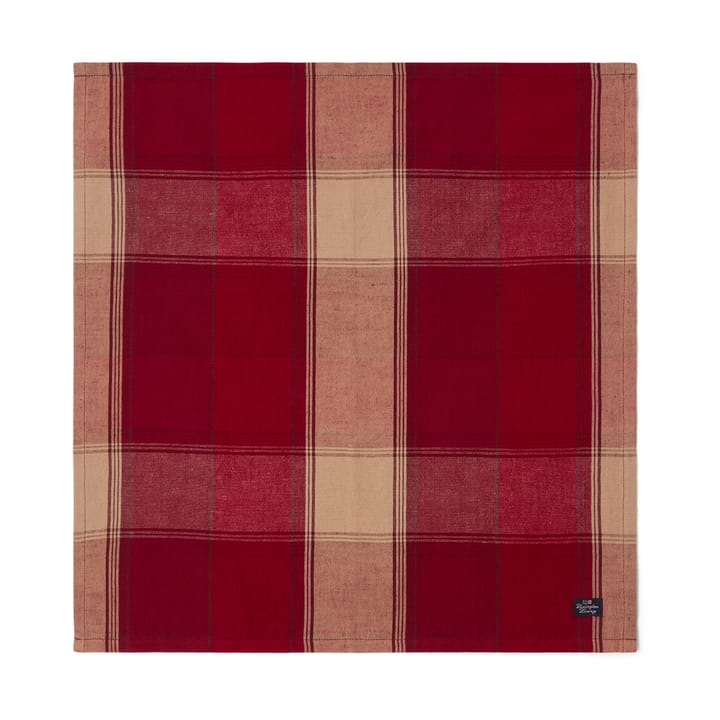 Checked linen-cotton tafelkleed servet 50x50 cm, Rood-beige Lexington