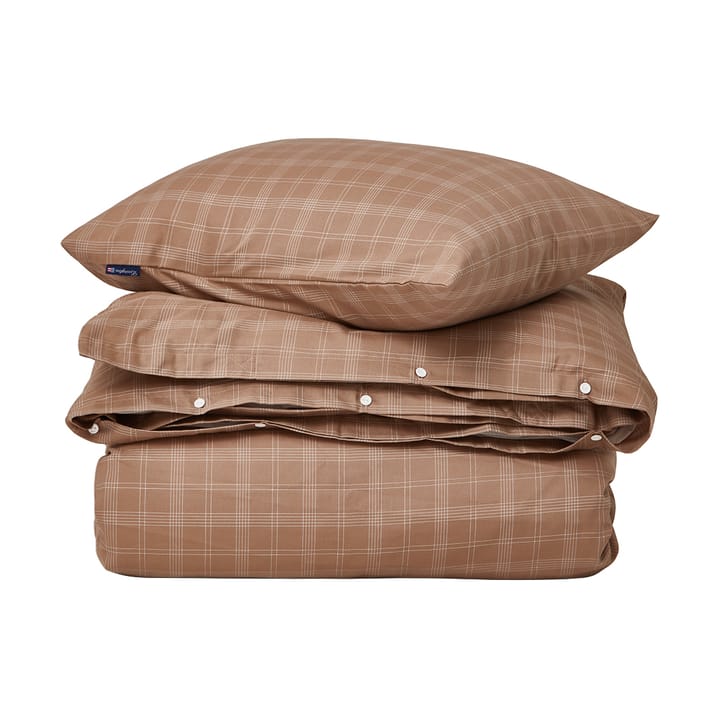 Checked Pin Point Oxford dekbedovertrek 150x210 cm - Brown - Lexington