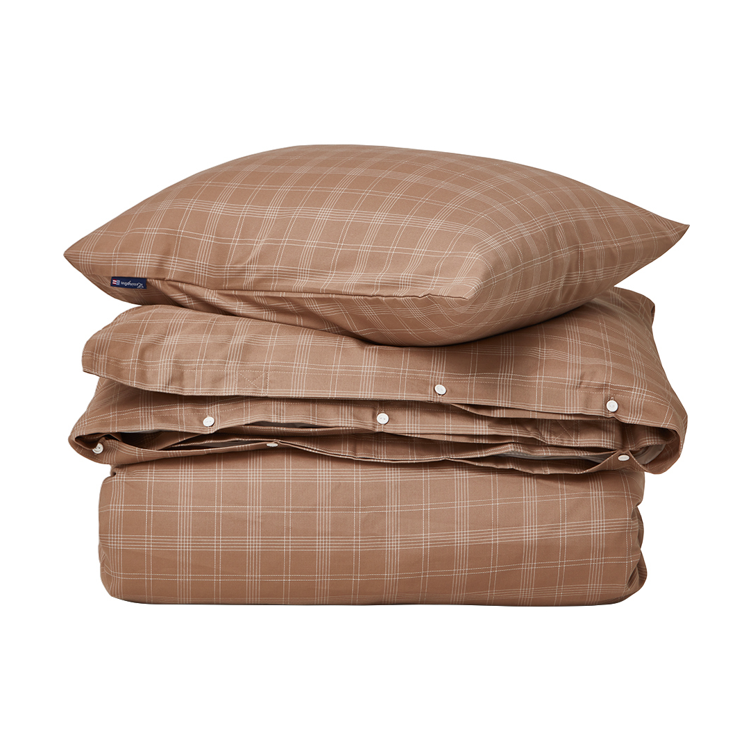 Lexington Checked Pin Point Oxford dekbedovertrek 150x210 cm Brown