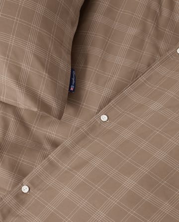 Checked Pin Point Oxford dekbedovertrek 150x210 cm - Brown - Lexington