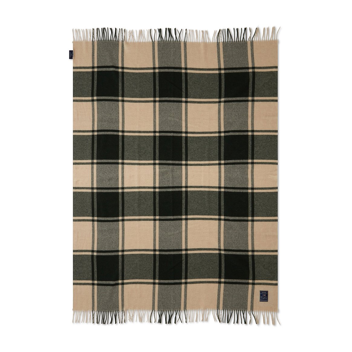 Lexington Checked Recycled wollen plaid 130x170 cm Green-beige