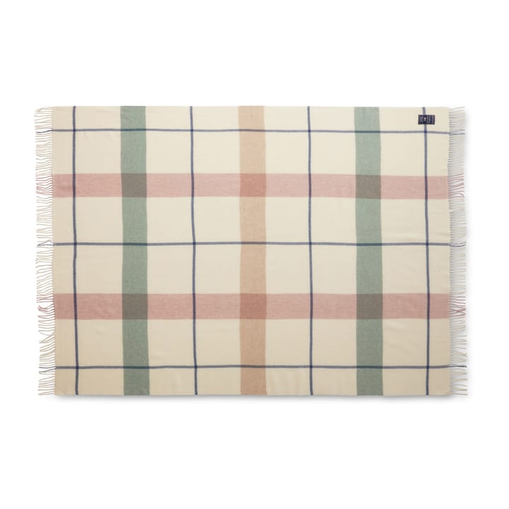 Checked Recycled wollen plaid 130x170 cm - Offwhite-groen-roze - Lexington