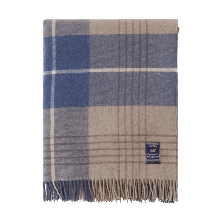 Checked Recycled Wool plaid 130x170 cm - Denim blue-beige - Lexington