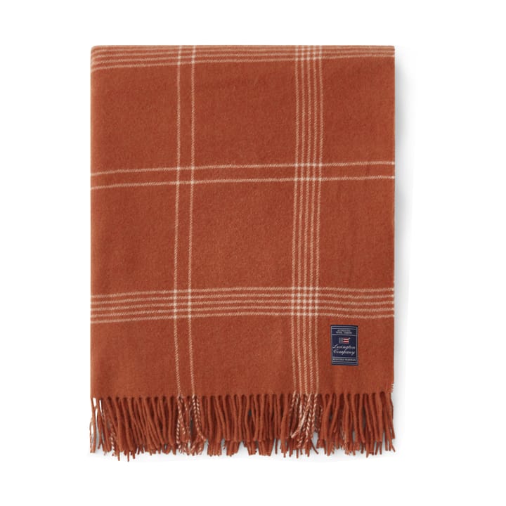 Checked Recycled Wool plaid 130x170 cm - Rust-white - Lexington