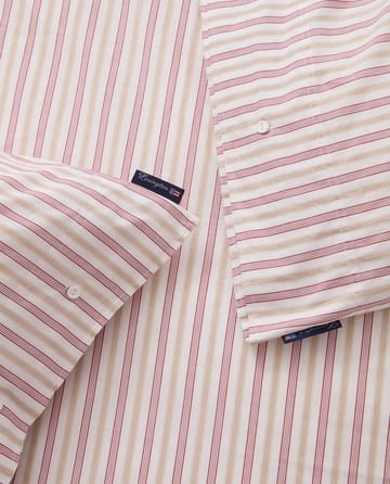 Dobby striped cotton poplin dekbedovertrek - Rood-beige-wit - Lexington