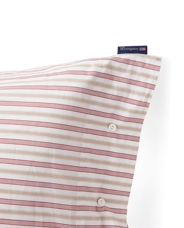 Dobby striped cotton poplin kussensloop 50x60 cm - Rood-beige-wit - Lexington