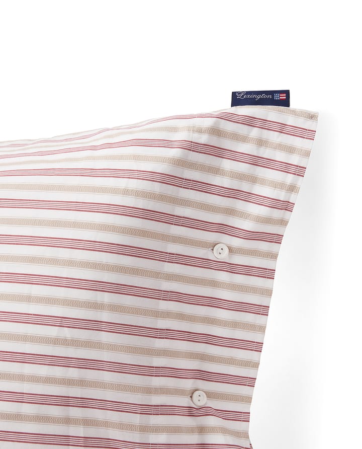 Dobby striped cotton poplin kussensloop 50x60 cm, Rood-beige-wit Lexington