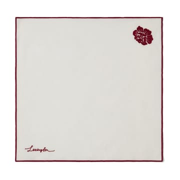 Flower linen-cotton servet 50x50 cm - Wit-rood - Lexington