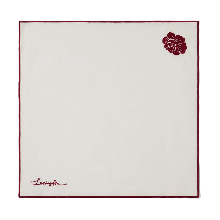 Flower linen-cotton servet 50x50 cm, Wit-rood Lexington