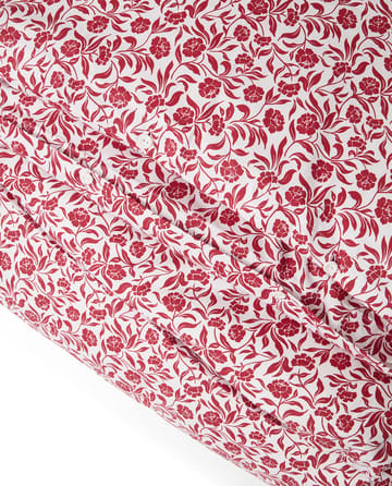 Flower printed cotton sateen dekbedovertrek - Wit-rood - Lexington