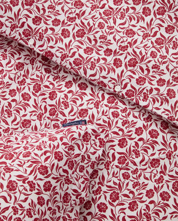 Flower printed cotton sateen dekbedovertrek - Wit-rood - Lexington