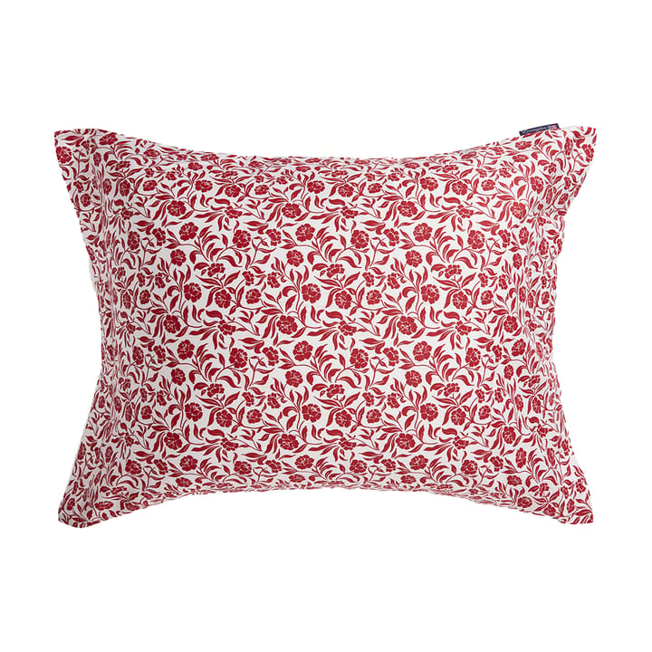 Flower printed cotton sateen kussensloop 50x60 cm, Wit-rood Lexington