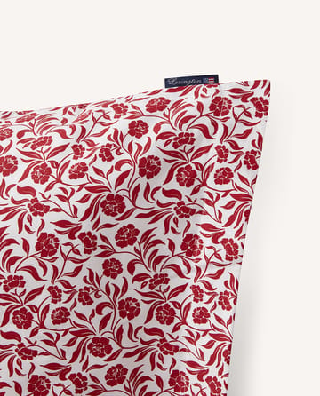 Flower printed cotton sateen kussensloop 50x60 cm - Wit-rood - Lexington