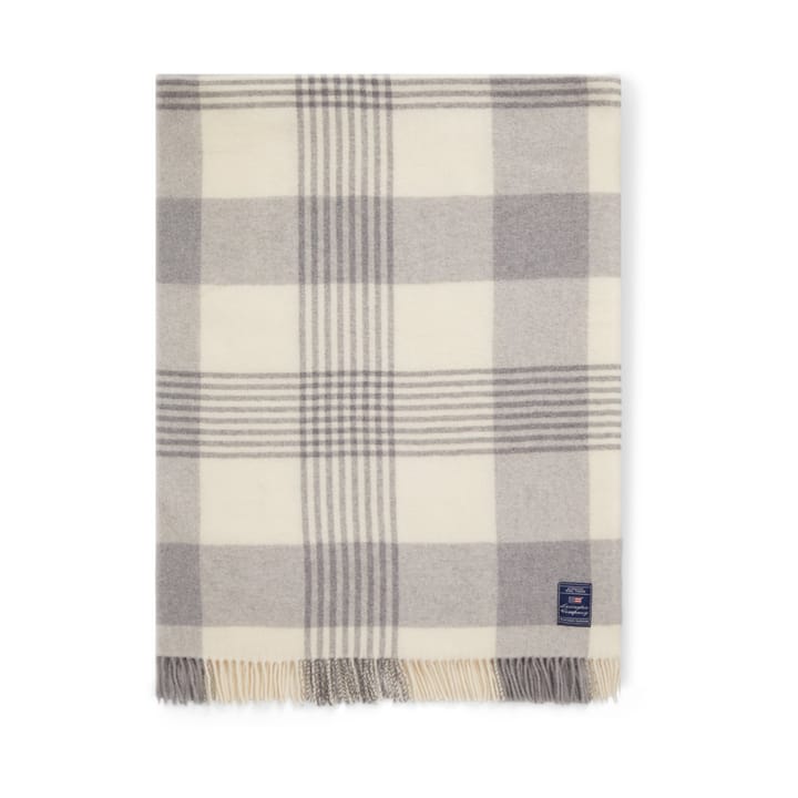 Gray Checked Recycled Wool plaid 130x170 cm, Gray-white Lexington