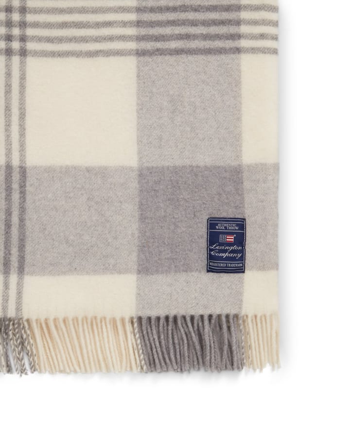 Gray Checked Recycled Wool plaid 130x170 cm, Gray-white Lexington