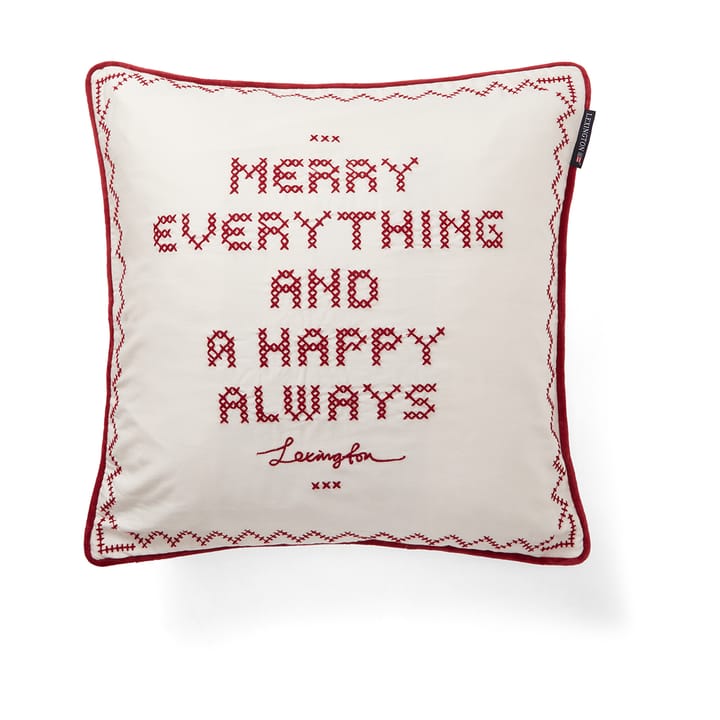 Happy always kussenhoes 50x50 cm - Wit-rood - Lexington