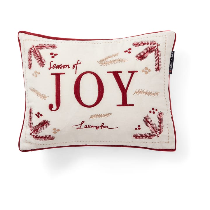 Joy organic cotton velvet kussen 30x40 cm, Wit-rood Lexington