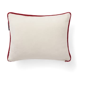 Joy organic cotton velvet kussen 30x40 cm - Wit-rood - Lexington