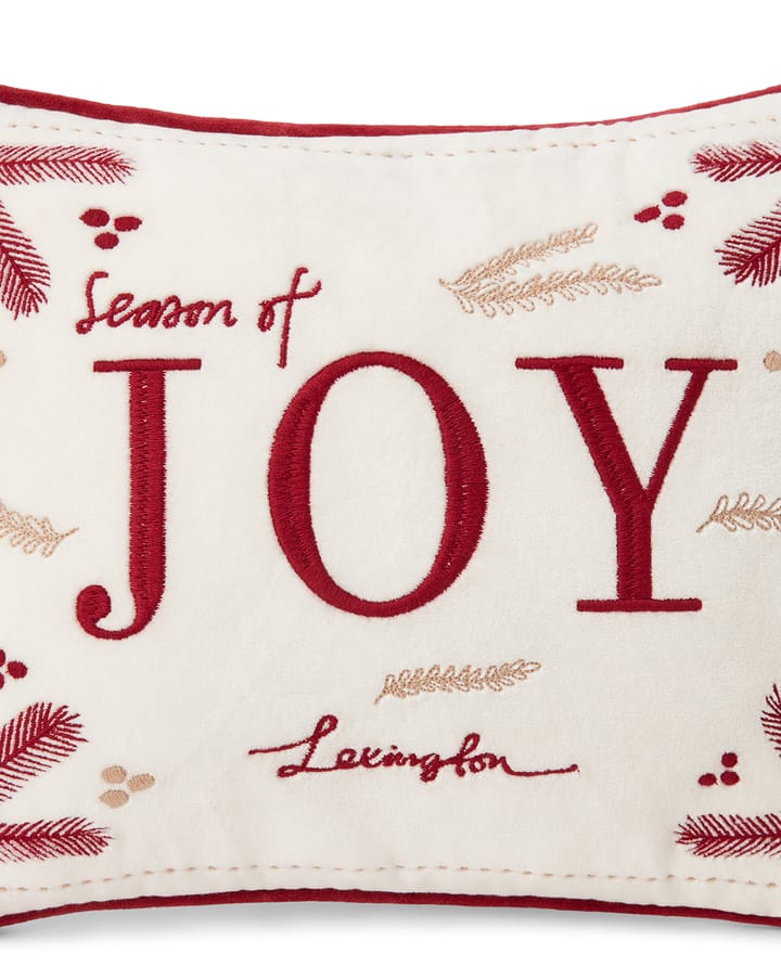 Joy organic cotton velvet kussen 30x40 cm, Wit-rood Lexington