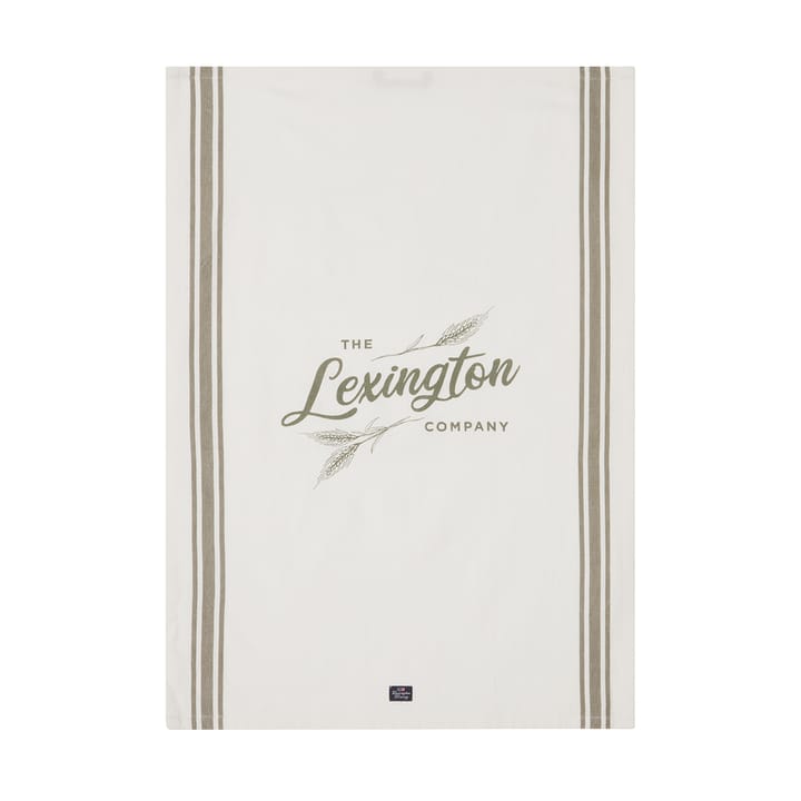 Organic Cotton theedoek 50x70 cm, White-olive Lexington