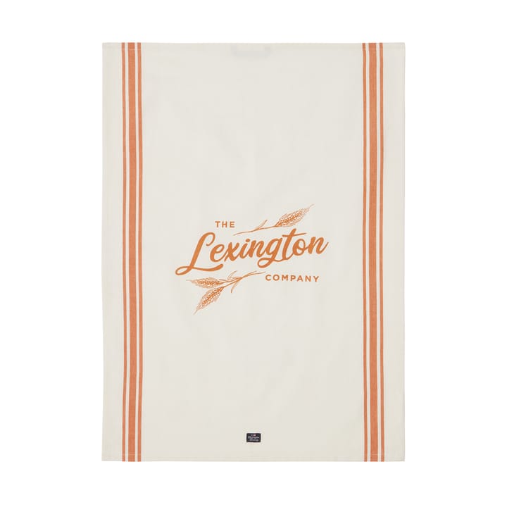 Organic Cotton theedoek 50x70 cm, White-orange Lexington