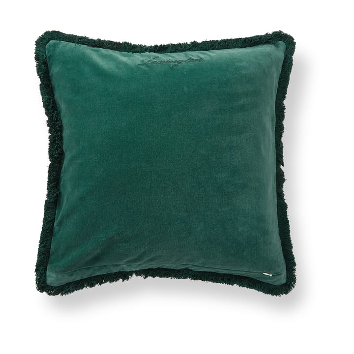 Organic cotton velvet fringe kussenhoes  50x50 cm, Groen Lexington