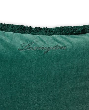 Organic cotton velvet fringe kussenhoes  50x50 cm - Groen - Lexington