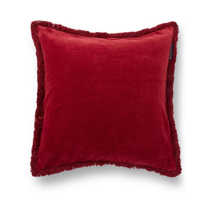 Organic cotton velvet fringe kussenhoes  50x50 cm, Rood Lexington