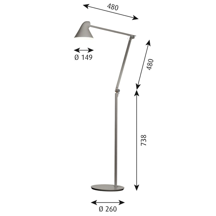 NJP vloerlamp, Lichtgrijs Louis Poulsen