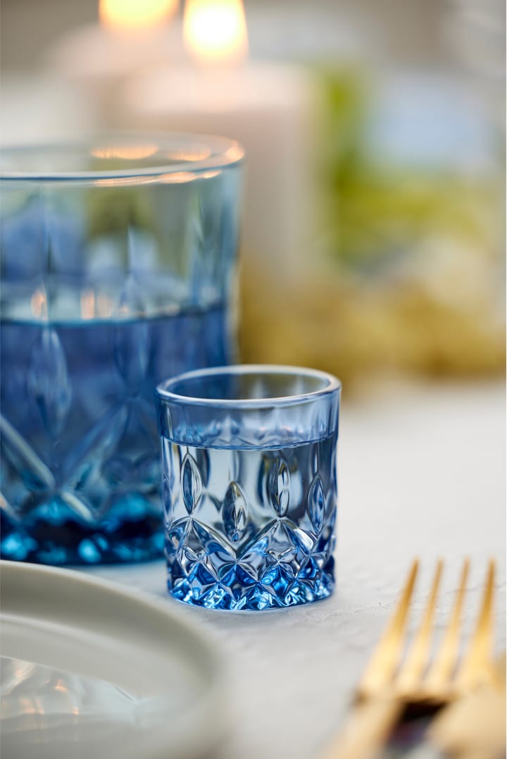 Sorrento shotglazen 4 cl 4-pack, Blauw Lyngby Glas