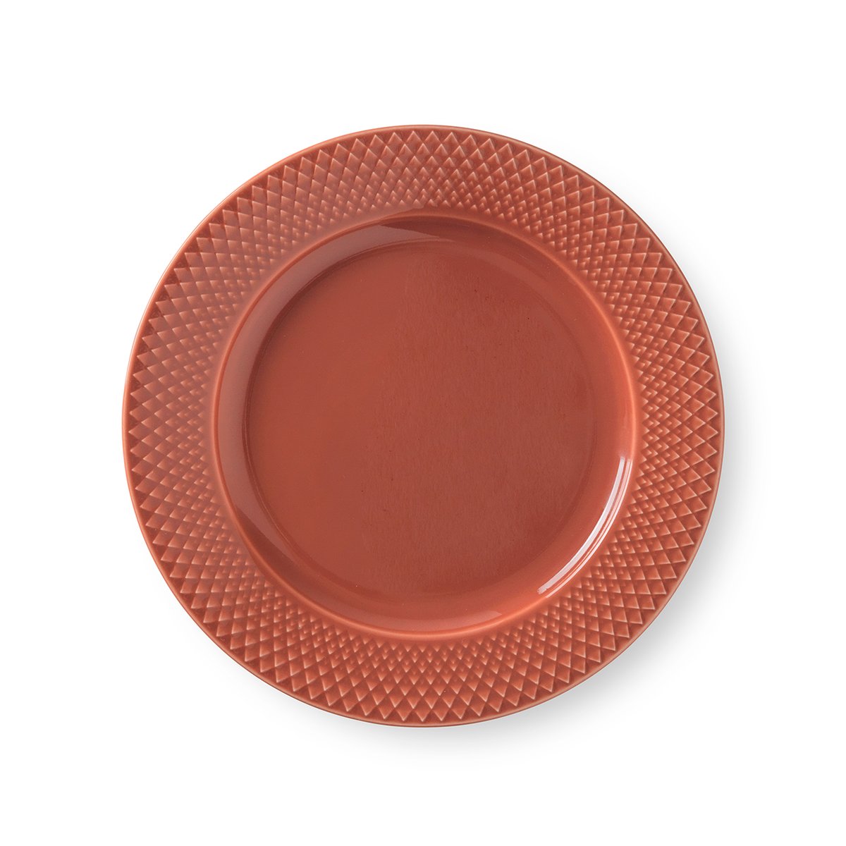 Lyngby Porcelæn Rhombe bord terracotta 23 cm